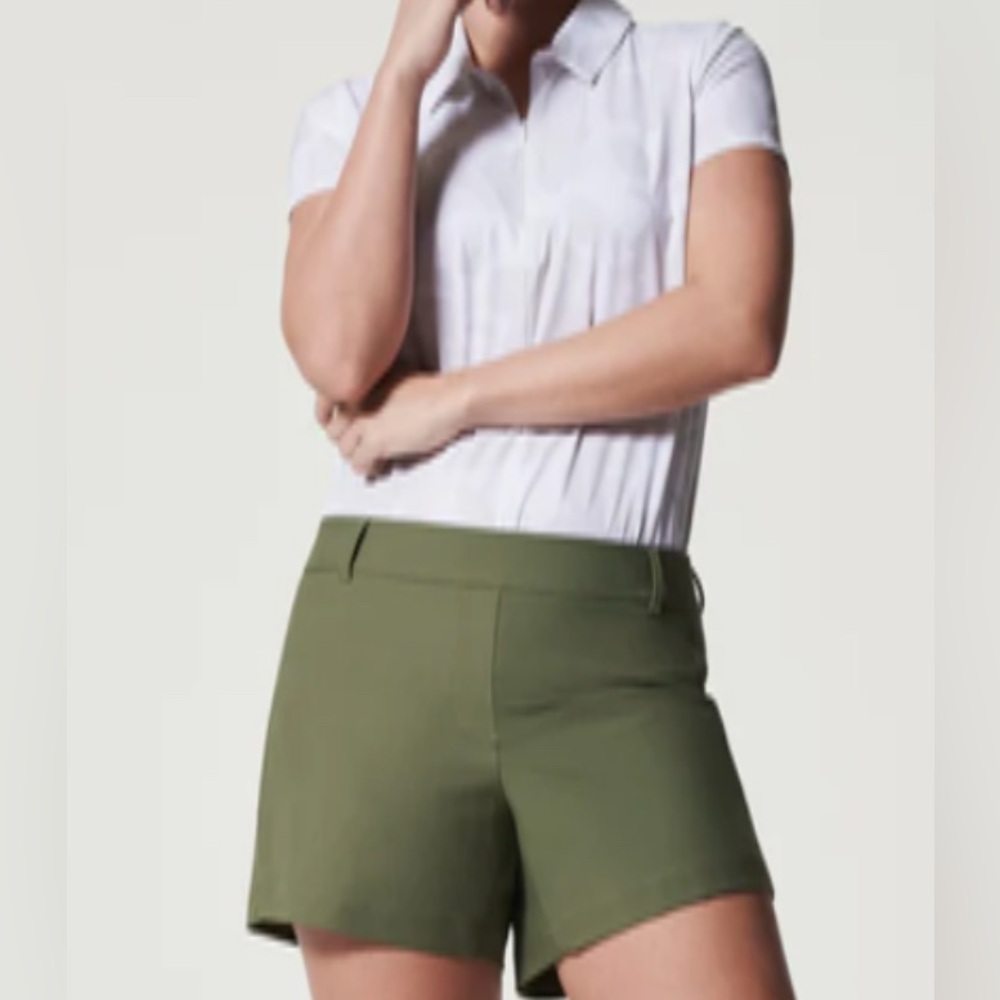 Spanx Sunshine Shorts Size XL Olive Green Golf Beach Summer Slimming Pockets EUC